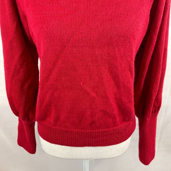 Stella Pardo Sweater S Red Leg of Mutton Sleeve Button Details - Picture 4 of 13
